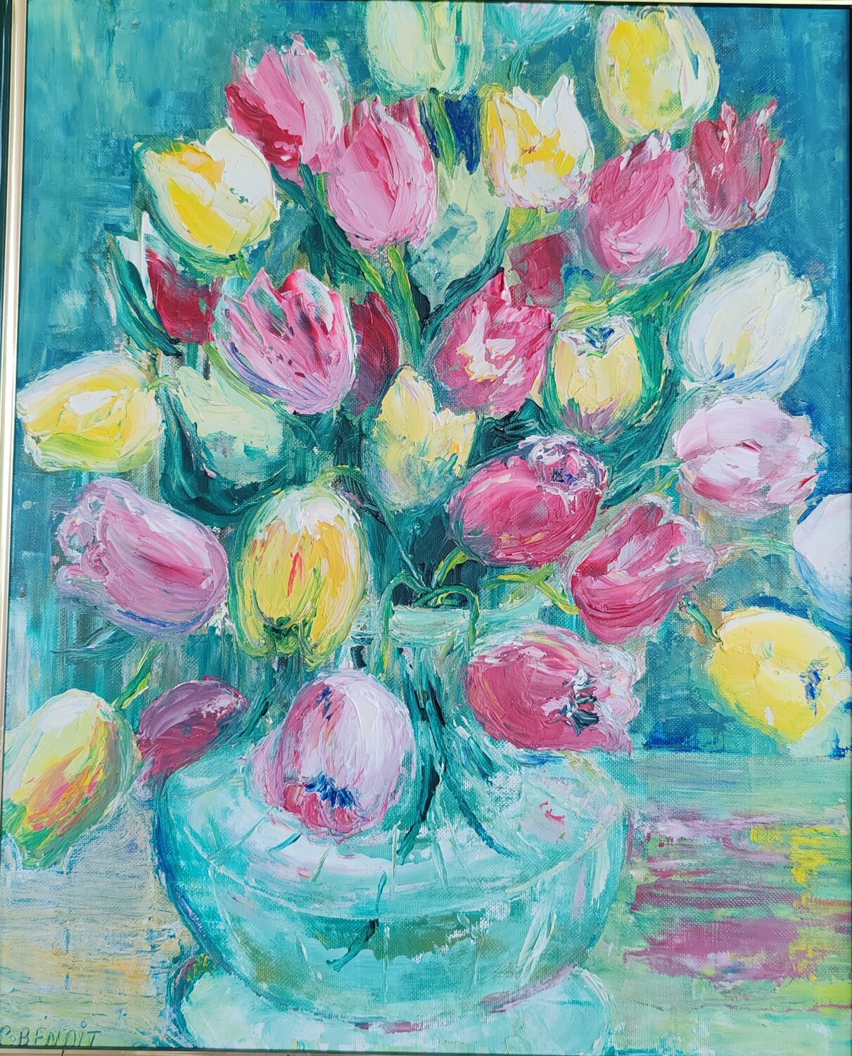 Bouquet de tulipes Christiane Benoit Original painting for sale