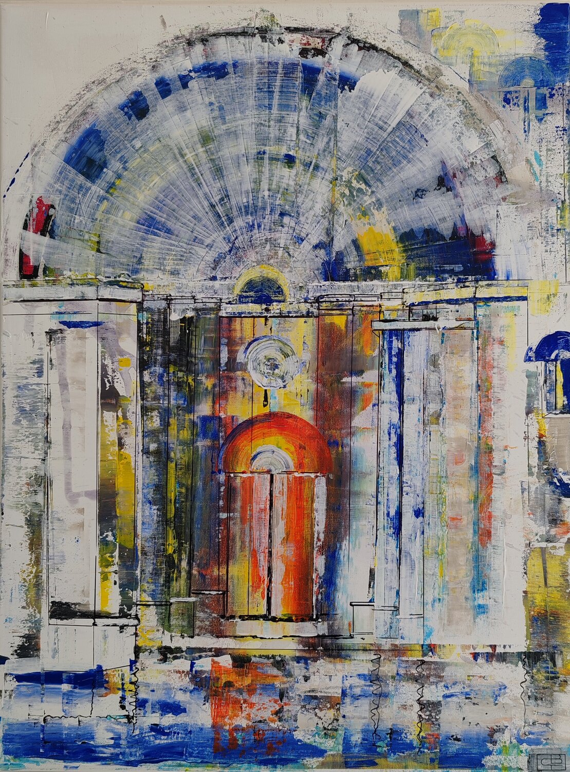 La porte orange Christiane Benoit Original painting for sale