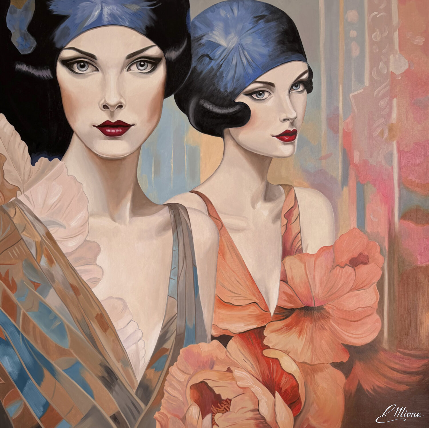 Twins Elisabeth Mione Original painting for sale