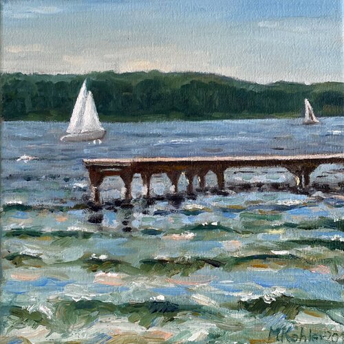 Wannsee, Badesteg by Monika Köhler, Painting for Sale on Select
