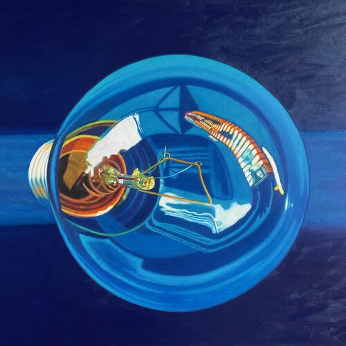 Glühbirne blau "Glockenspiel" by Monika Köhler, Painting for Sale on Select