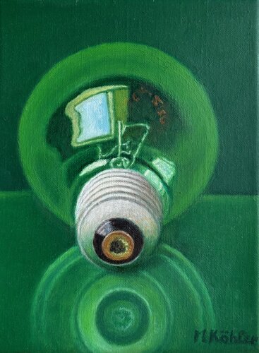 Glühbirne grün, mit mehr Spiegelung by Monika Köhler, Painting for Sale on Select