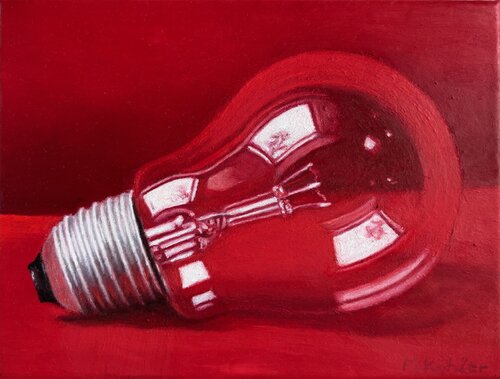 Rote Glühbirne "Zwei Bäume" by Monika Köhler, Painting for Sale on Select