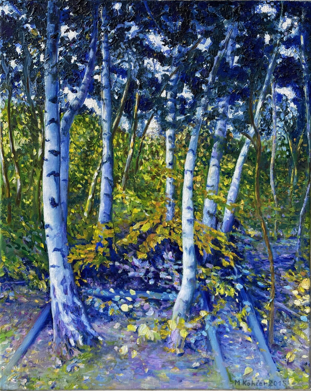 Birken mit Gleisen Monika Köhler Original painting for sale