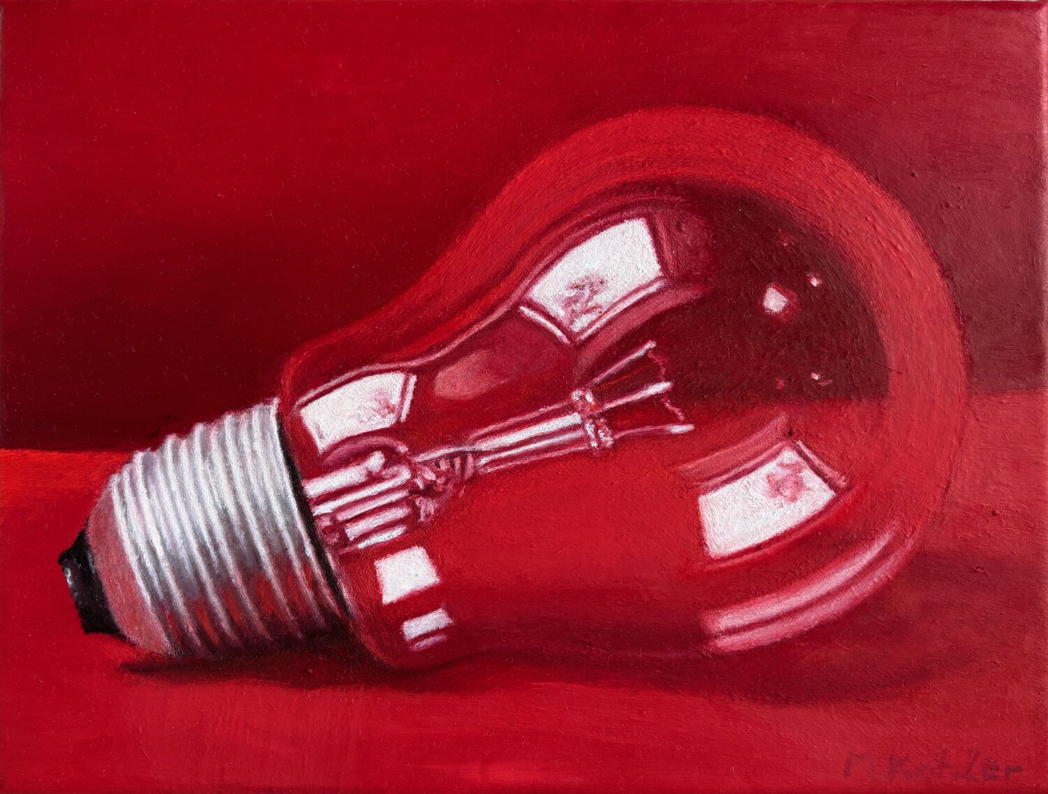 Rote Glühbirne "Zwei Bäume" Monika Köhler Original painting for sale