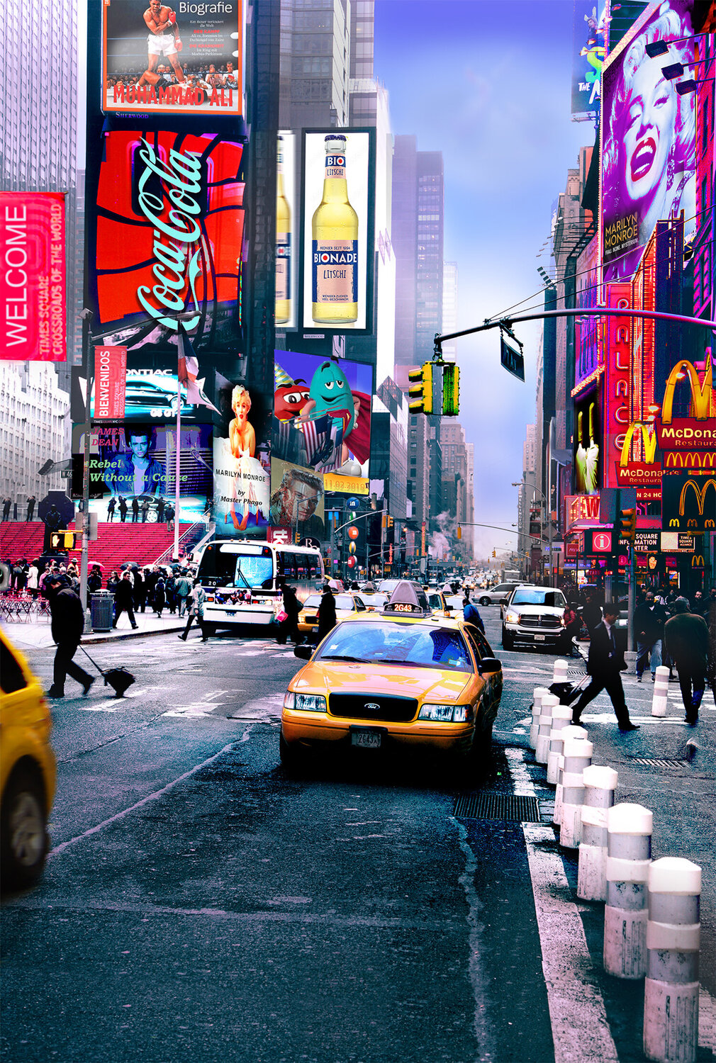 Times Square -NYC und Yellow Caps Master Phago Original painting for sale
