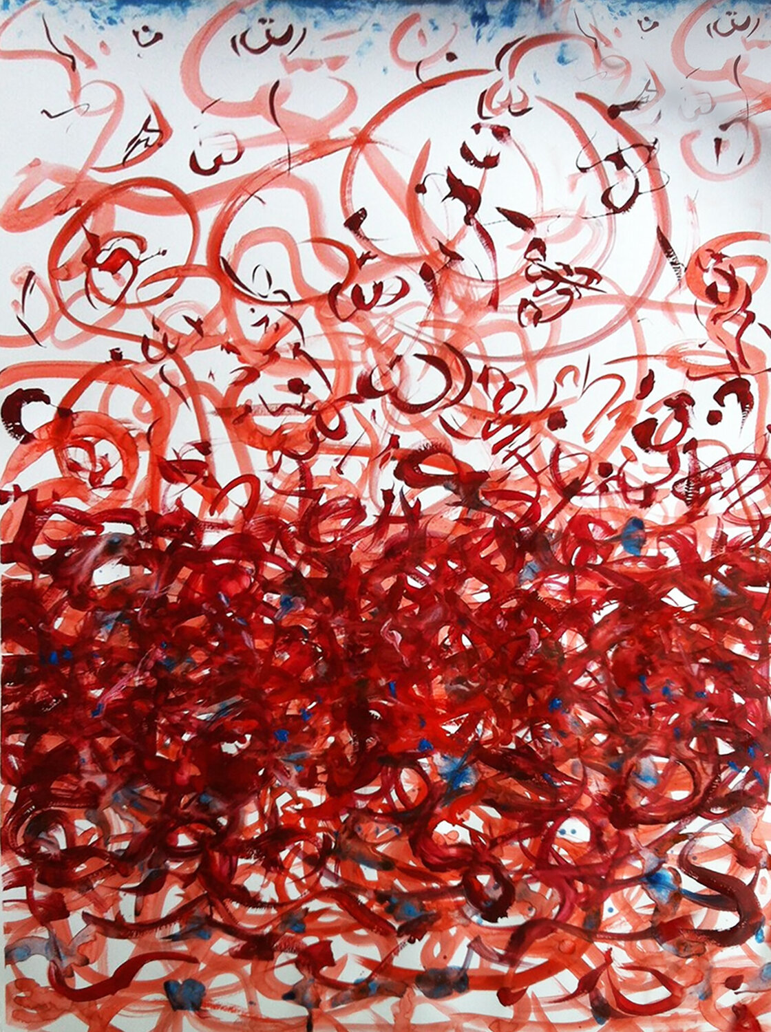 Red Lines and alfabets Master Phago Original painting for sale