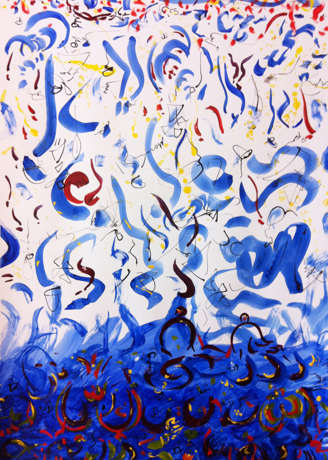 Blue Lines and Moses in red Master Phago Original painting for sale