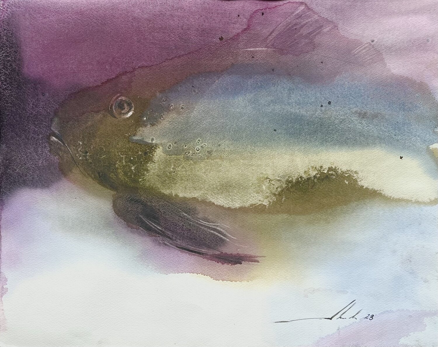 Sleepy fish Natalia Averianova Original painting for sale