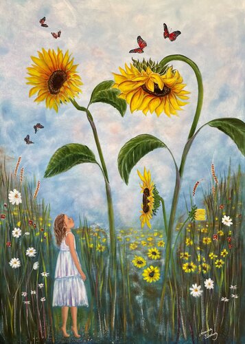 The sunflowergirl by Annika Eliasson, Painting for Sale on Select