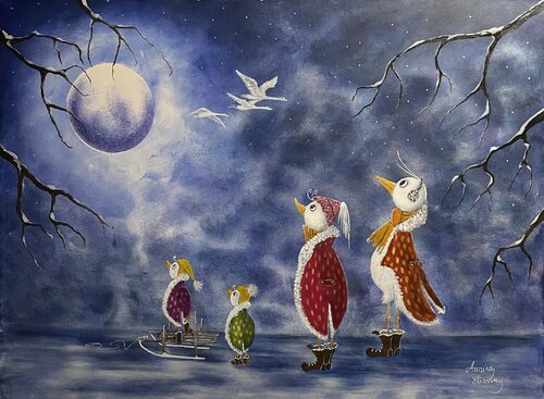 Winter Birds by Annika Eliasson, Painting for Sale on Select