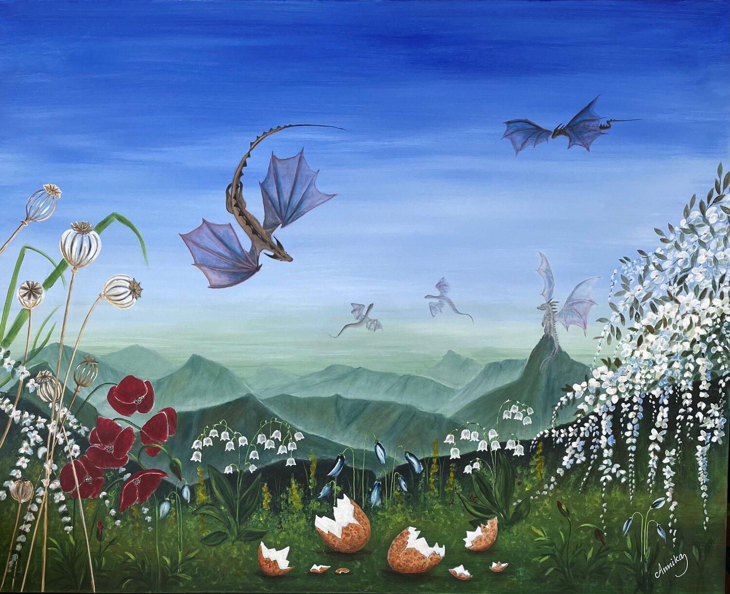 The dragon's nest Annika Eliasson Original painting for sale