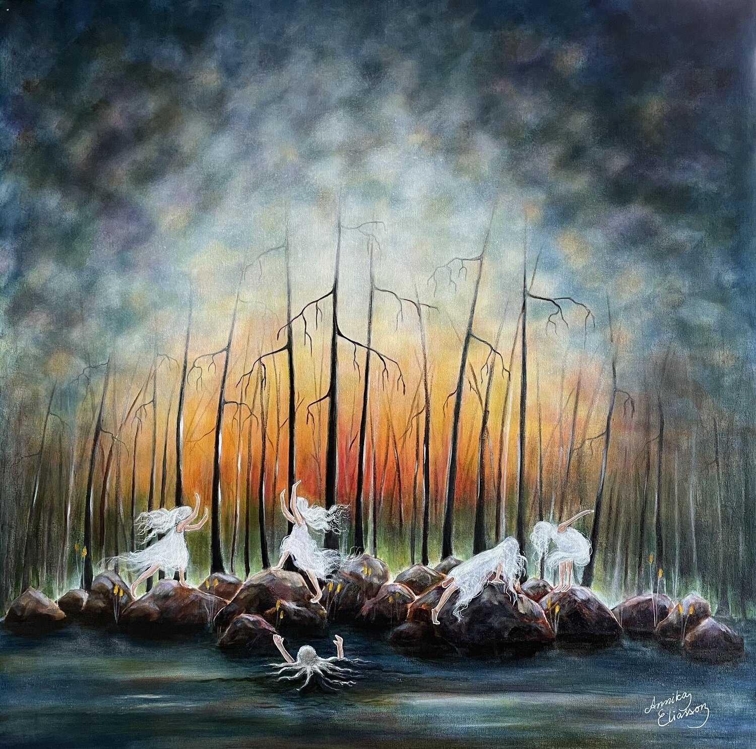 Jump and play Annika Eliasson Original painting for sale