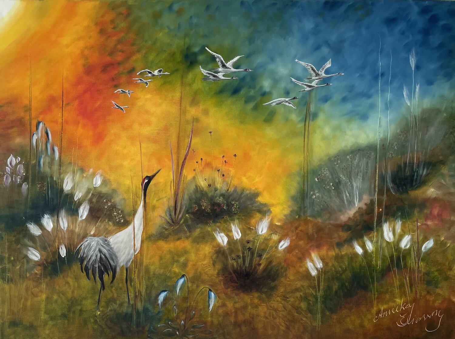 The last crane Annika Eliasson Original painting for sale
