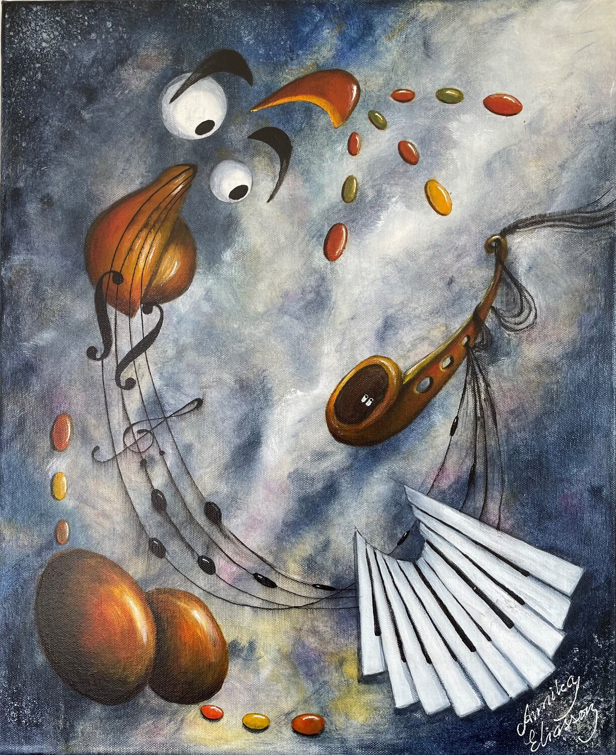 The little orchestra Annika Eliasson Original painting for sale