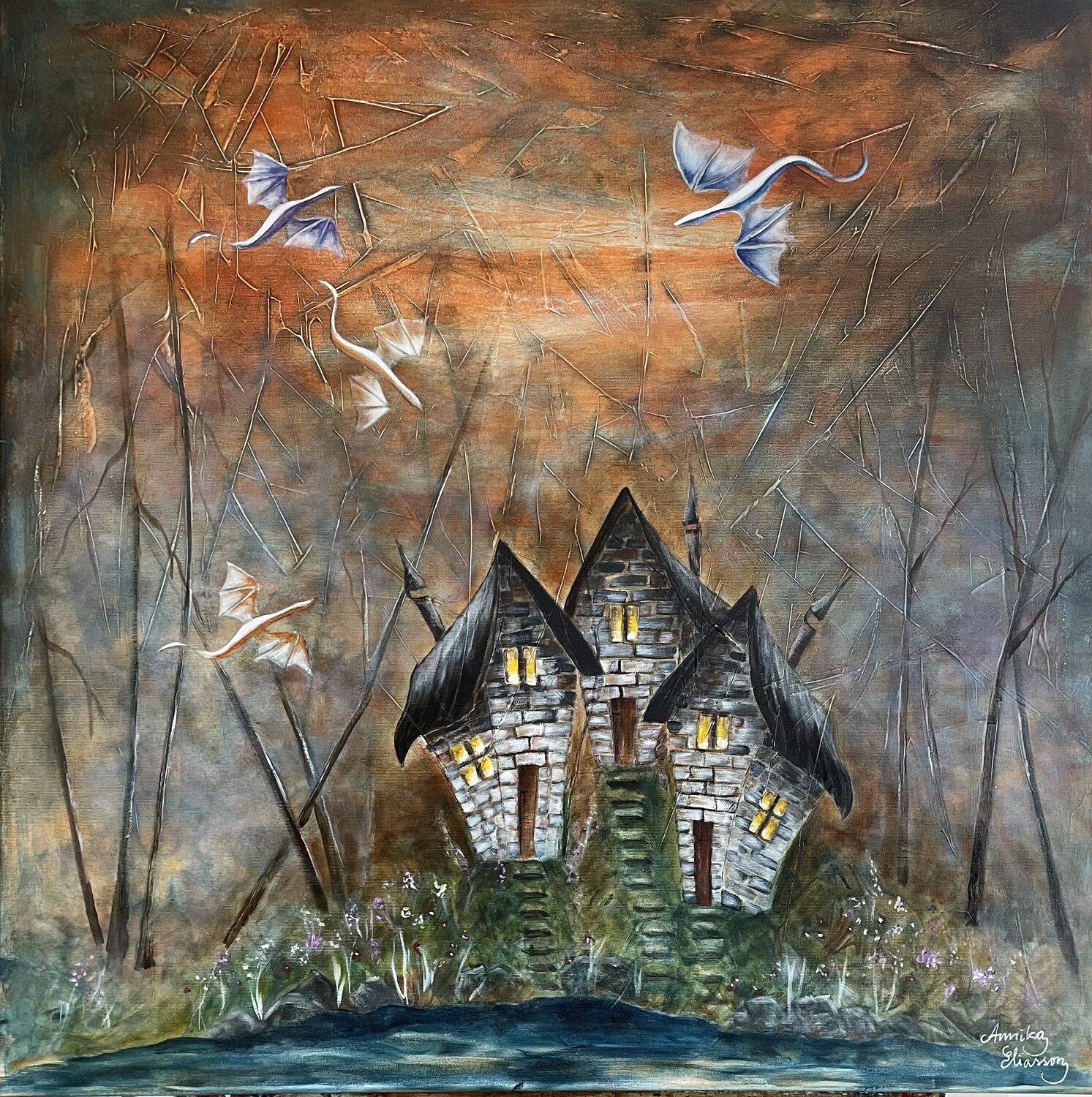 The house of the dragons Annika Eliasson Original painting for sale