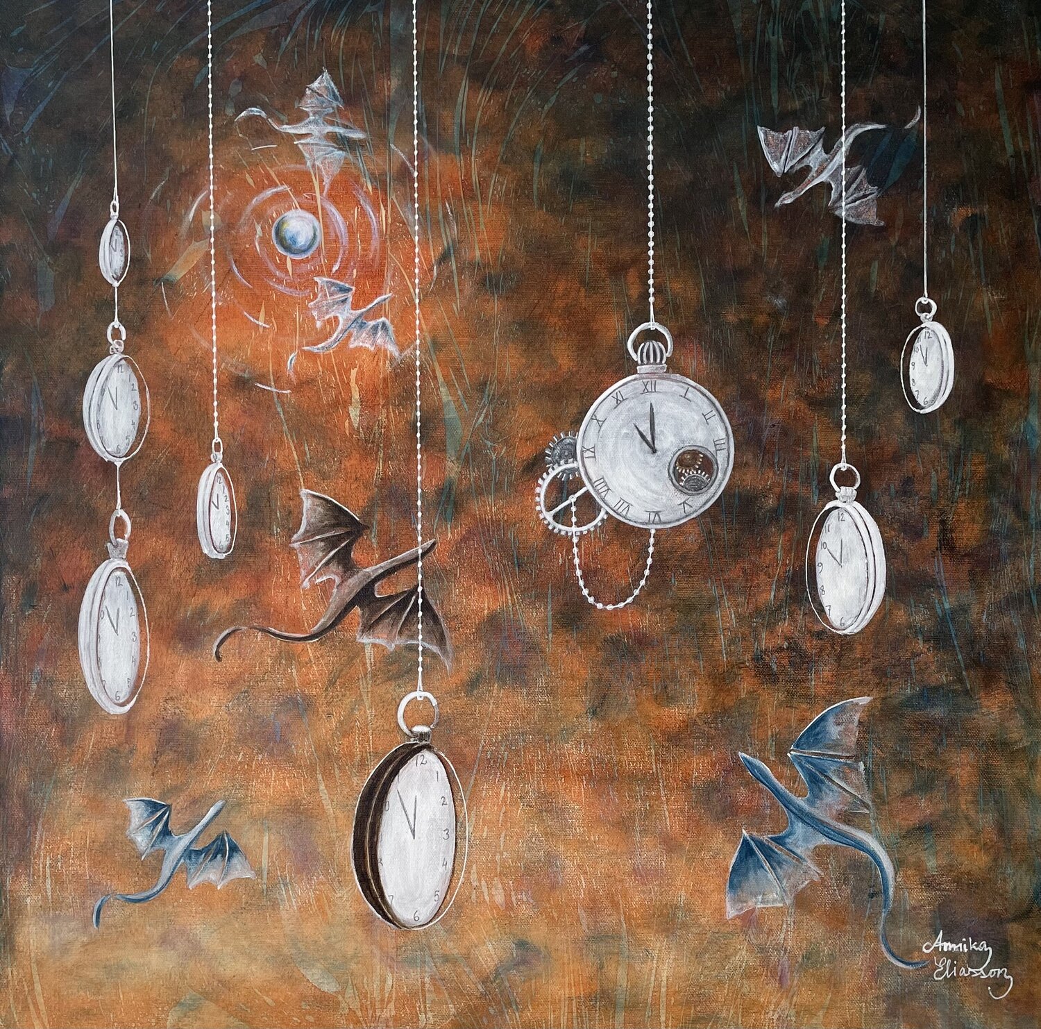 The time of dragons Annika Eliasson Original painting for sale
