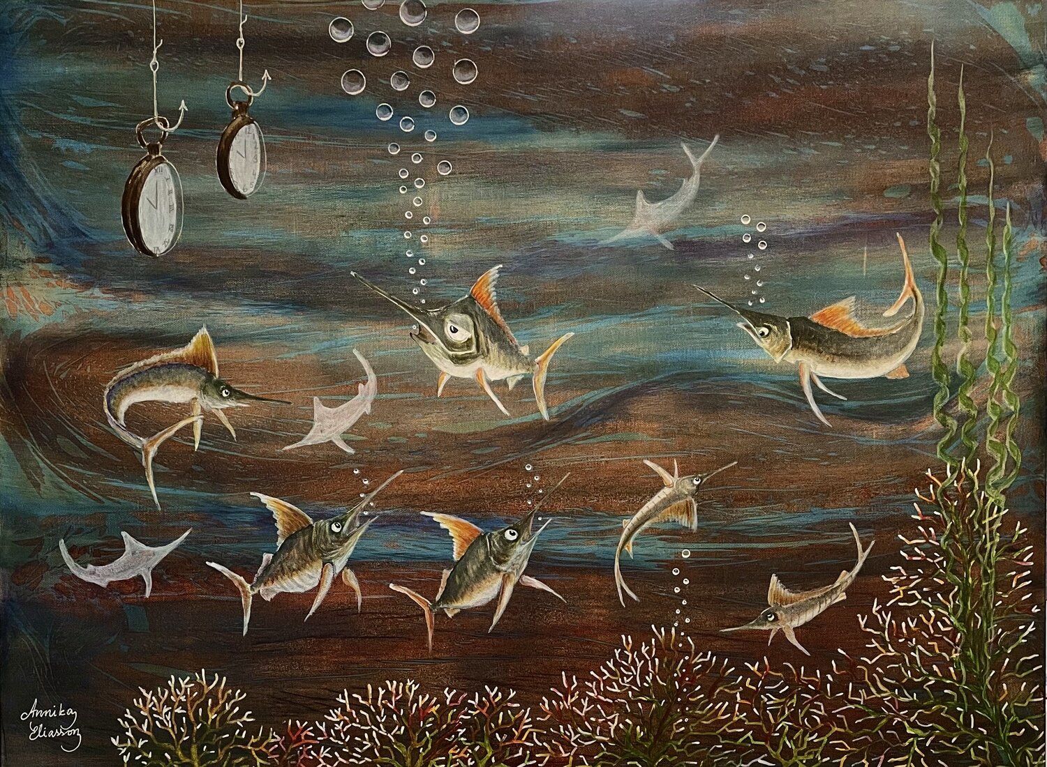 Gone Fishing Annika Eliasson Original painting for sale