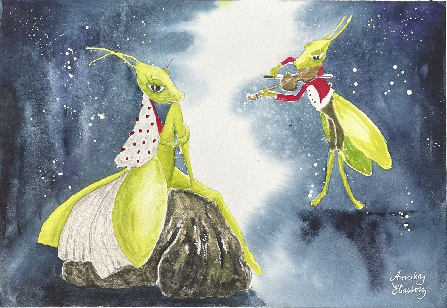 The cricket's melody Annika Eliasson Original painting for sale