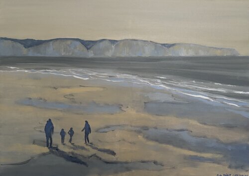 Famille sur la plage d’Ault by Bertrand De Saint Germain, Painting for Sale on Select