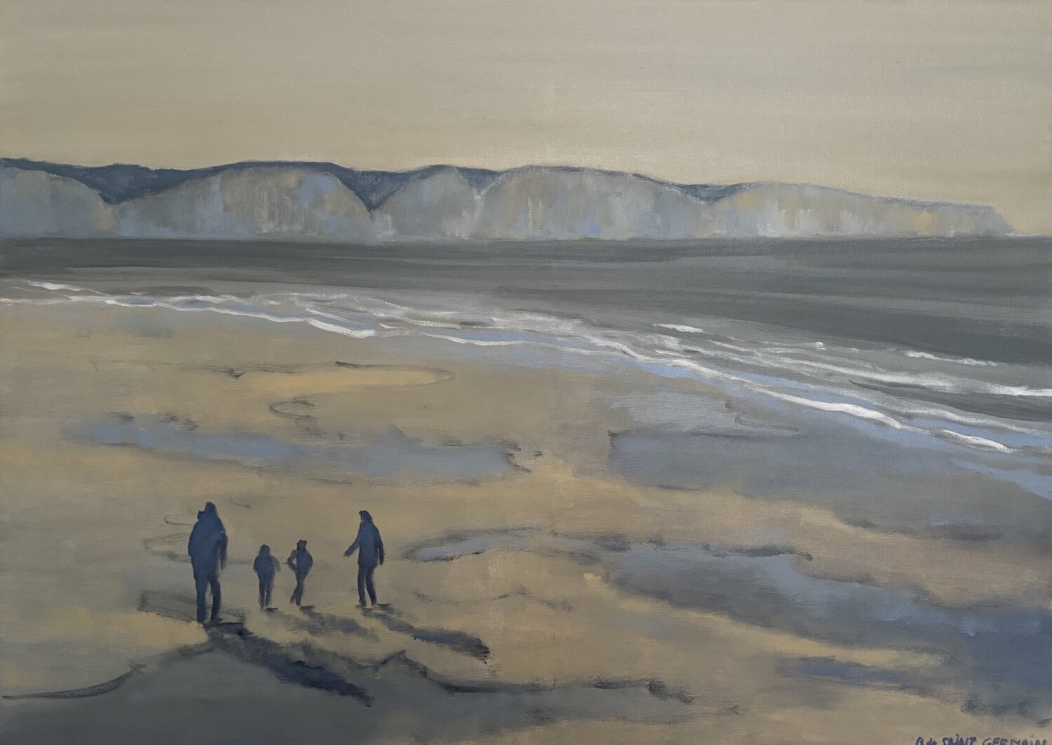 Famille sur la plage d’Ault Bertrand De Saint Germain Original painting for sale