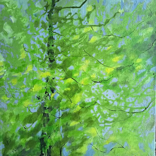 Sous bois printanier by Marité Bouis, Painting for Sale on Select