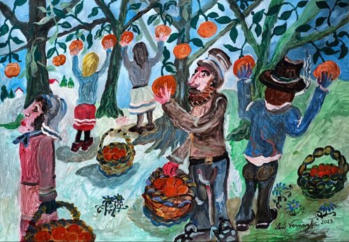 LA RACCOLTA DELLE ARANCE by Len Vernaghi, Painting for Sale on Select