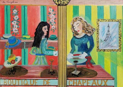 BOUTIQUE DE CHAPEAUX by Len Vernaghi, Painting for Sale on Select