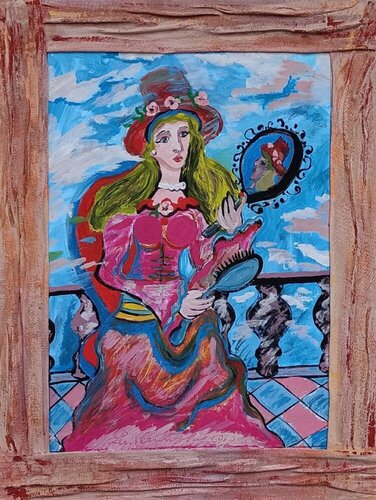 DONNA ALLO SPECCHIO by Len Vernaghi, Painting for Sale on Select