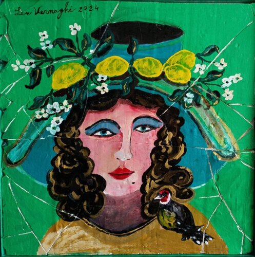 LA DAMA DEL CARDELLINO by Len Vernaghi, Painting for Sale on Select