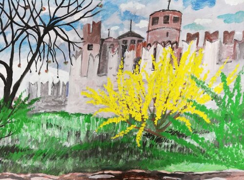 Castello di Fénis (Valle d'Aosta, Italia) - Fénis Castle by Len Vernaghi, Painting for Sale on Select