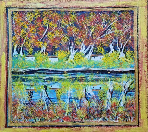 BOSCO AUTUNNALE IN RIVA AL FIUME by Len Vernaghi, Painting for Sale on Select