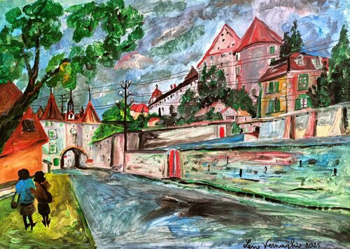 Château de Porrentruy (Svizzera) by Len Vernaghi, Painting for Sale on Select