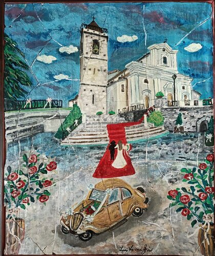 Le mariage (presso la Chiesa di Santa Maria in Cielo Assunta a Capracotta) by Len Vernaghi, Painting for Sale on Select