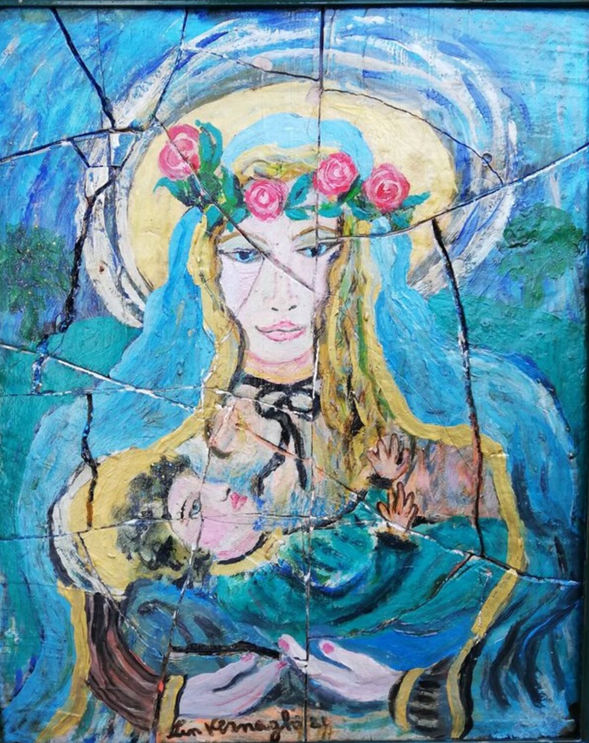 Madonna con bambino Len Vernaghi Original painting for sale