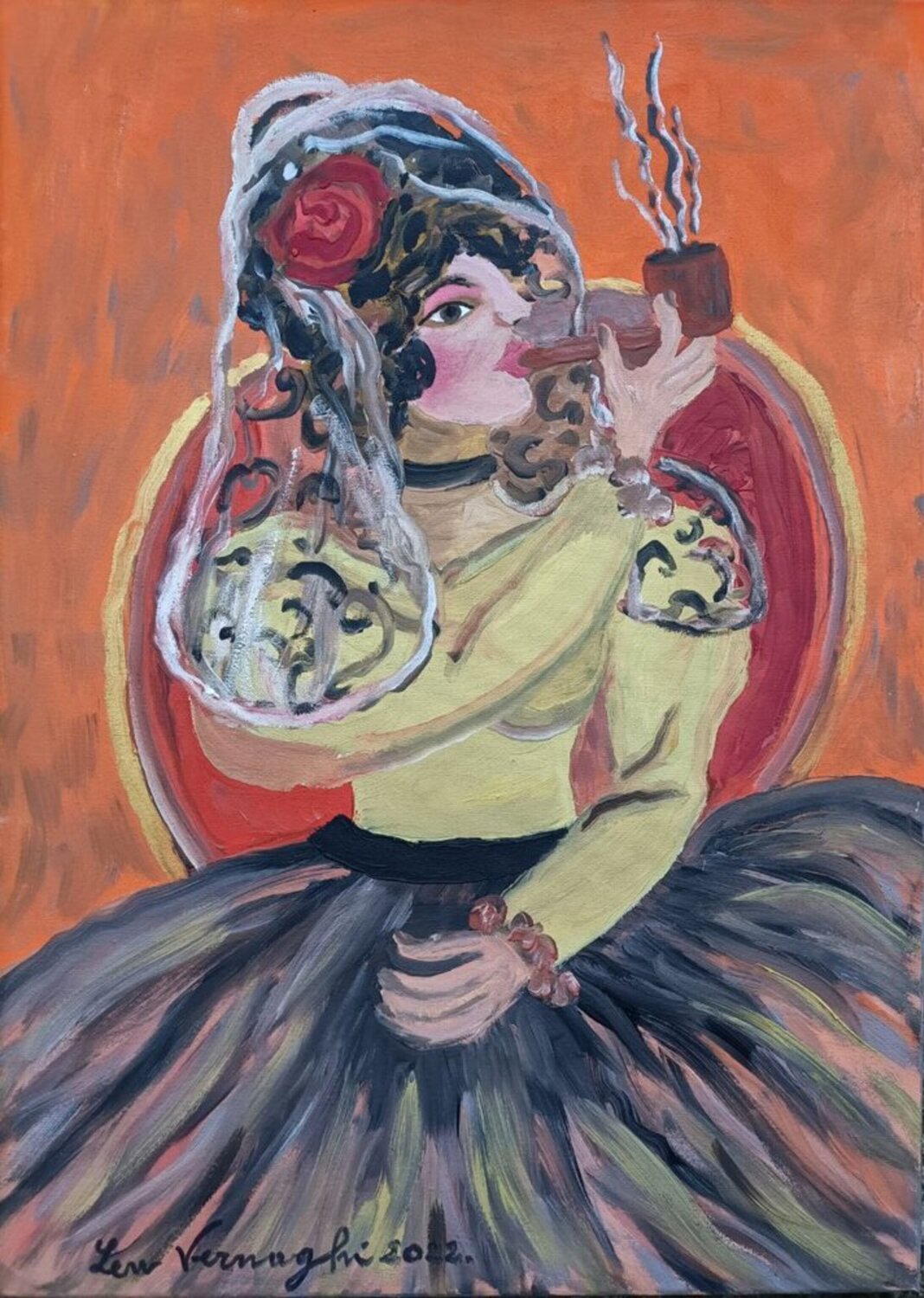 BALLERINA SPAGNOLA IN PAUSA Len Vernaghi Original painting for sale