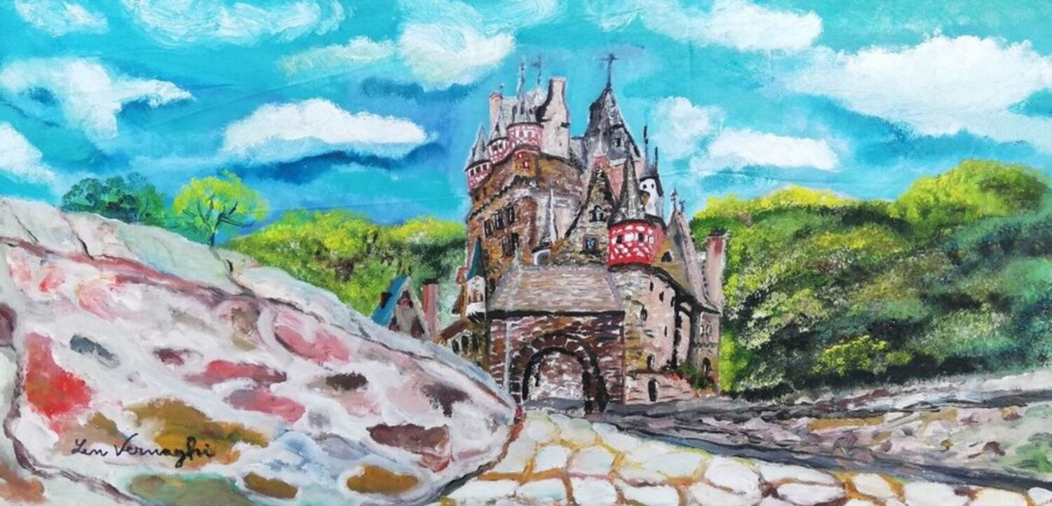 Eltz Castle (Mosel Valley, Germany) - Il Castello di Eltz (Germania) Len Vernaghi Original painting for sale