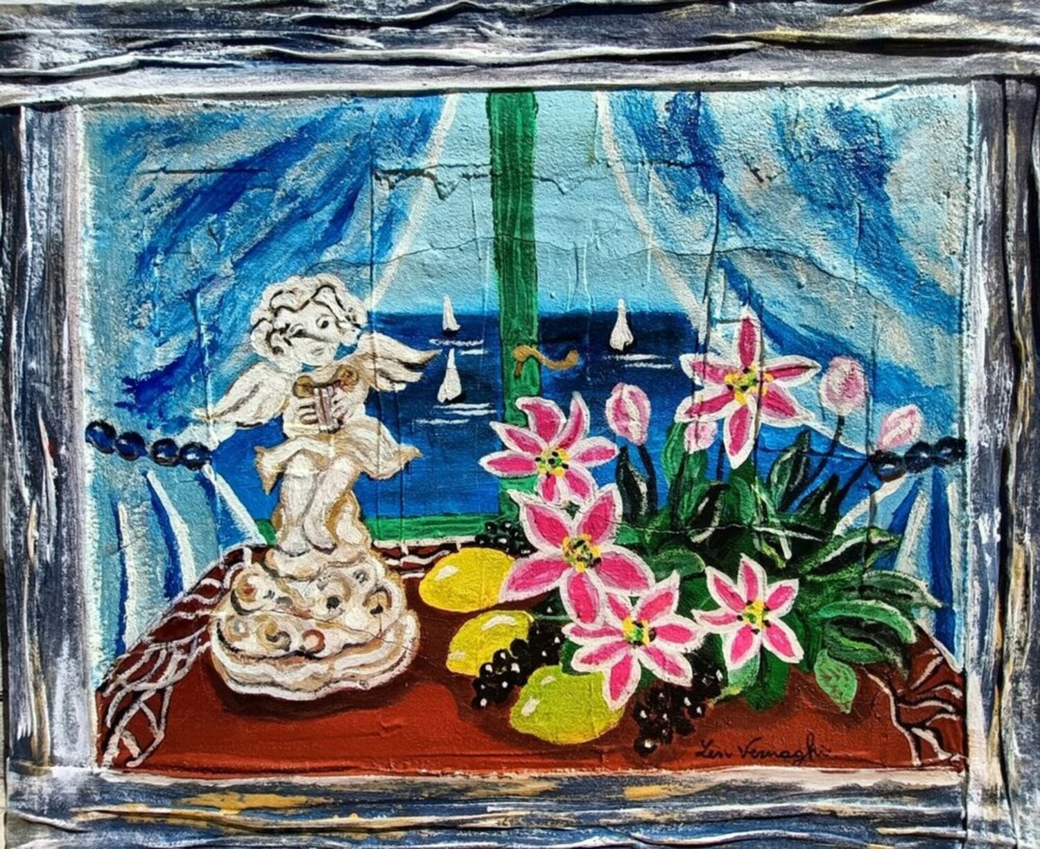 NATURA MORTA VICINO LA FINESTRA Len Vernaghi Original painting for sale