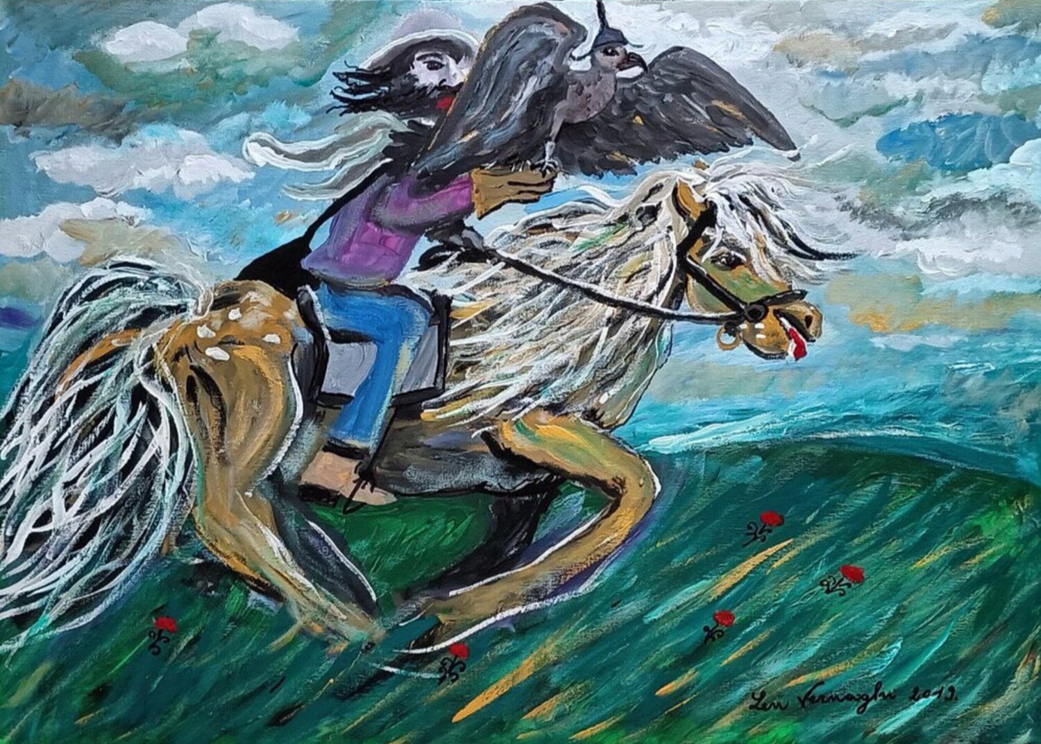IL FALCONIERE Len Vernaghi Original painting for sale