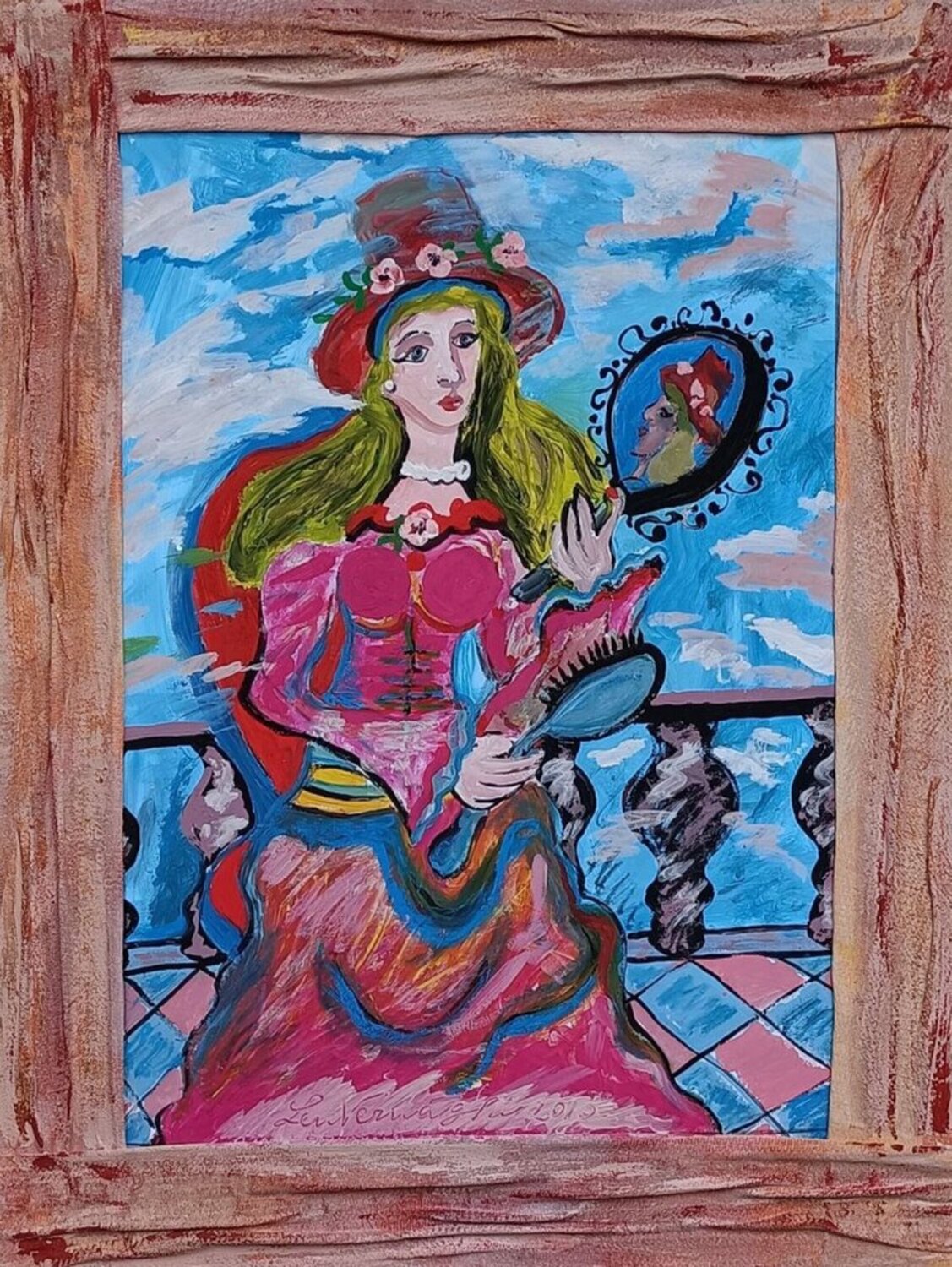 DONNA ALLO SPECCHIO Len Vernaghi Original painting for sale
