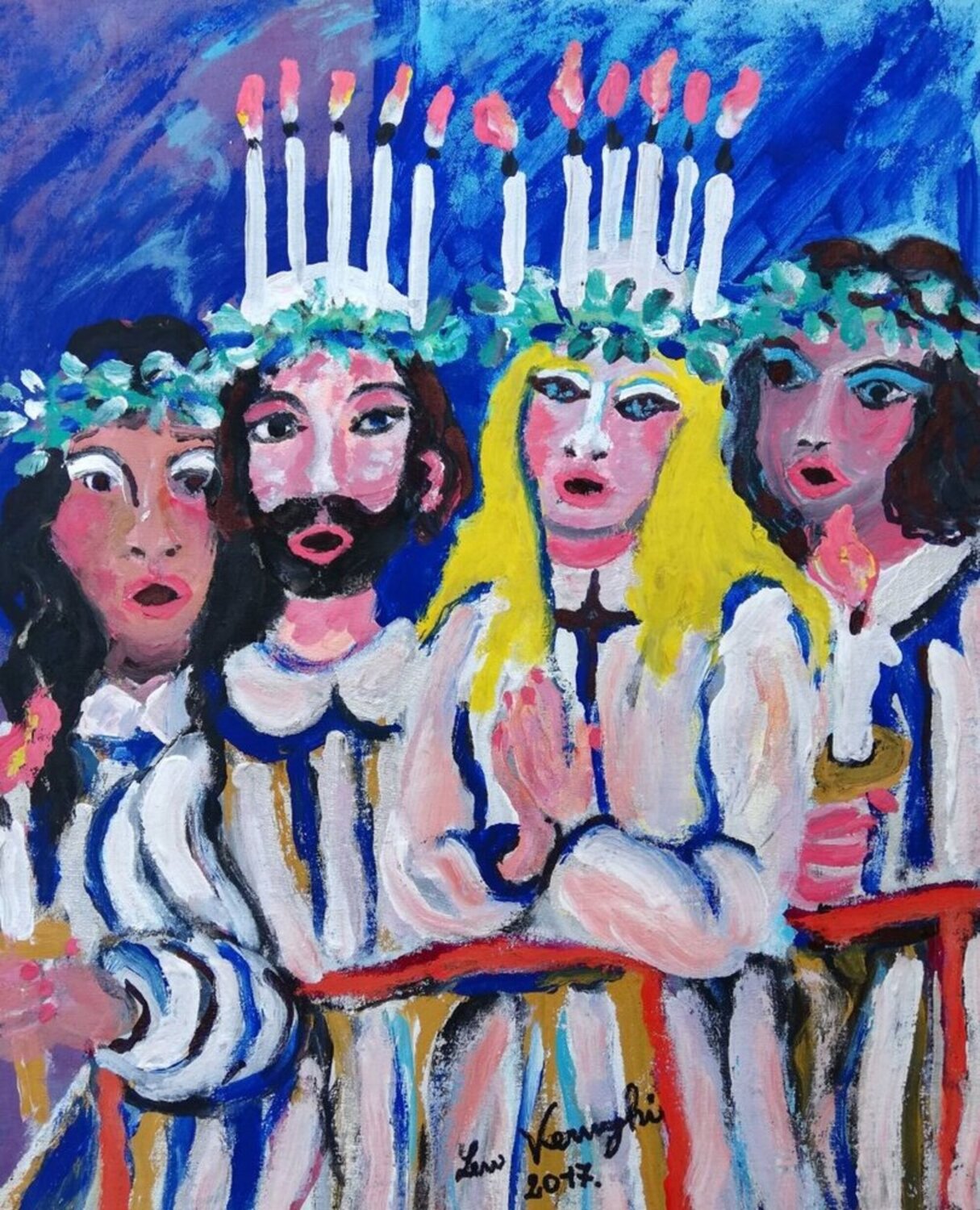 Festa di Santa Lucia Len Vernaghi Original painting for sale