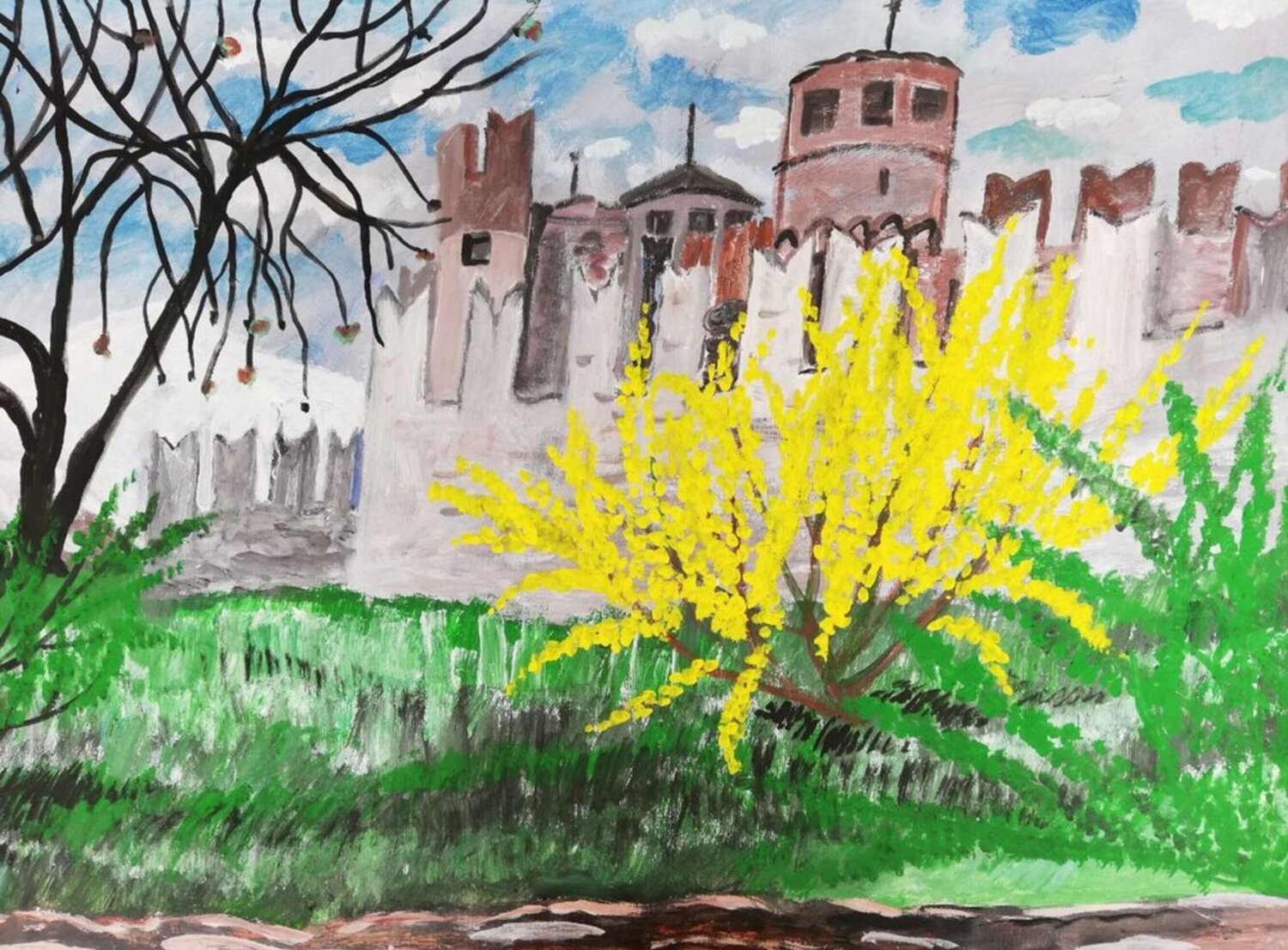 Castello di Fénis (Valle d'Aosta, Italia) - Fénis Castle Len Vernaghi Original painting for sale