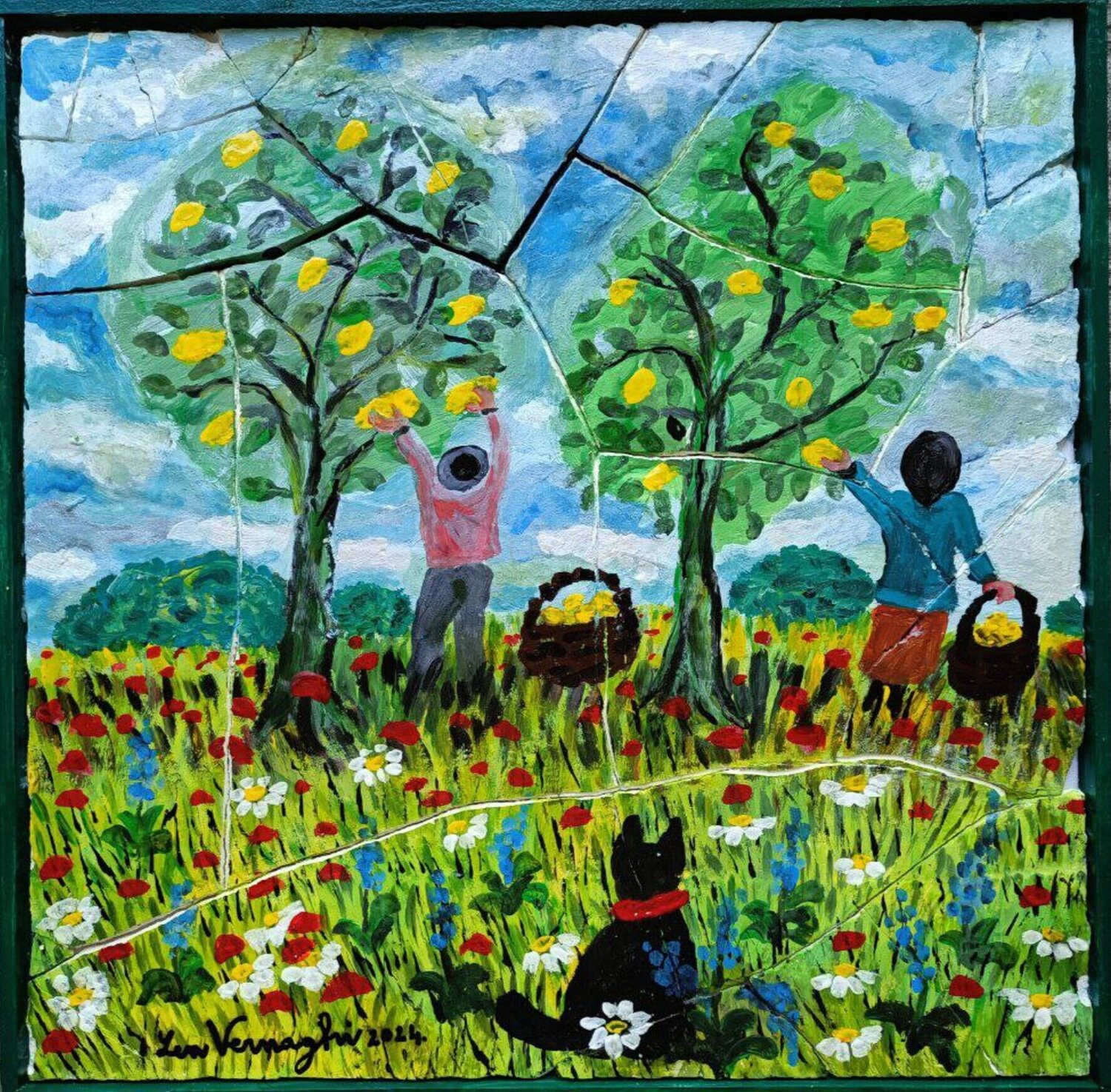 RACCOLTA DEI LIMONI Len Vernaghi Original painting for sale