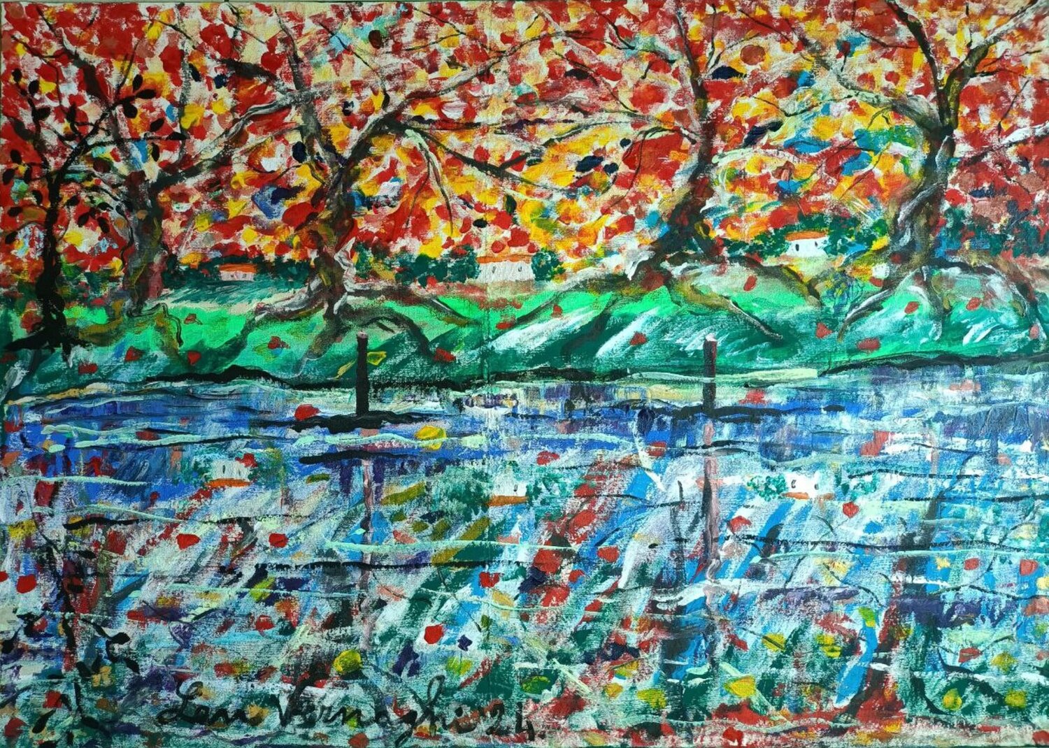 Riflessi autunnali Len Vernaghi Original painting for sale