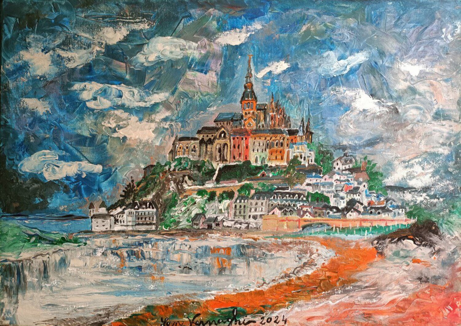 Le Mont-Saint-Michel Len Vernaghi Original painting for sale