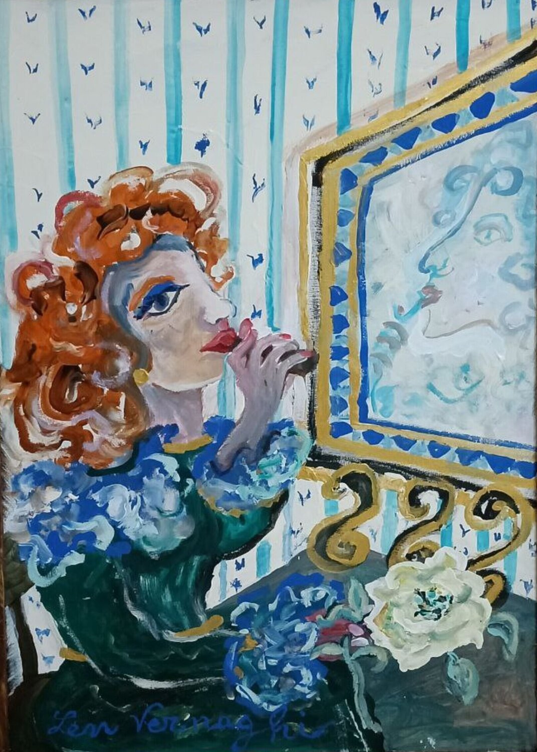 DONNA ALLO SPECCHIO Len Vernaghi Original painting for sale