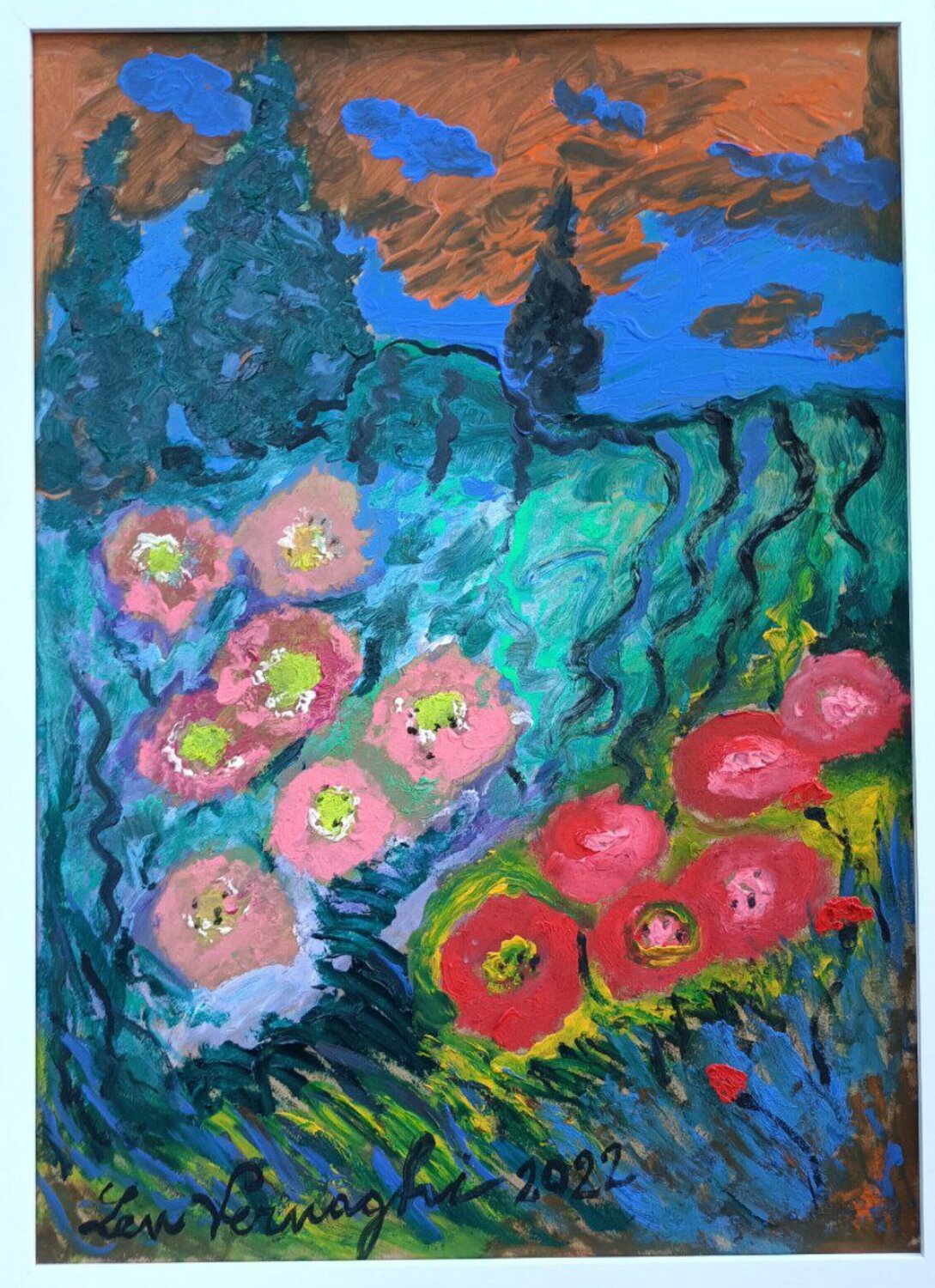 FIORI IN PRIMO PIANO Len Vernaghi Original painting for sale