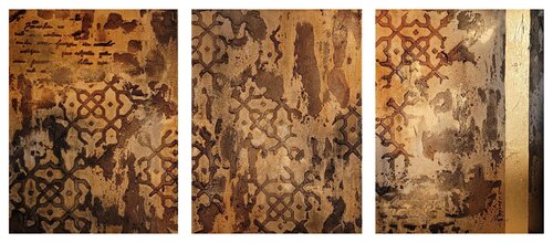 Golden Structure (Triptychon) by Sabine Leise, Painting for Sale on Select