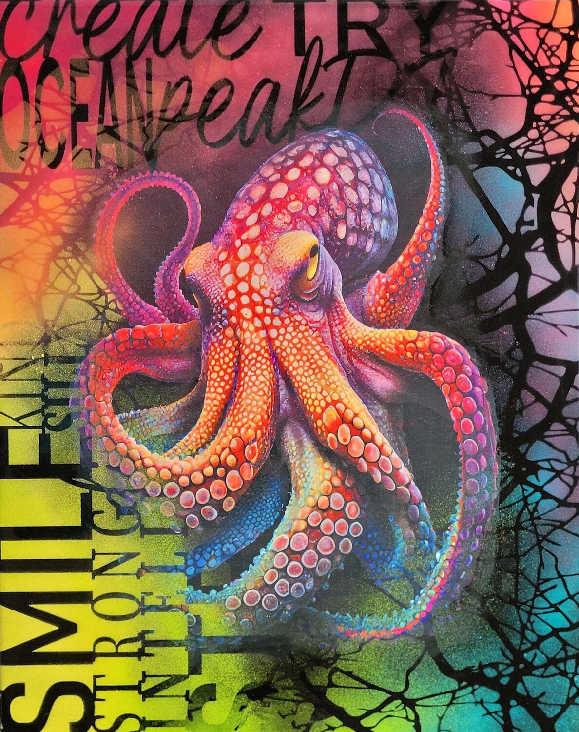 "Kalmar Octopus Krake" Sabine Leise Original painting for sale