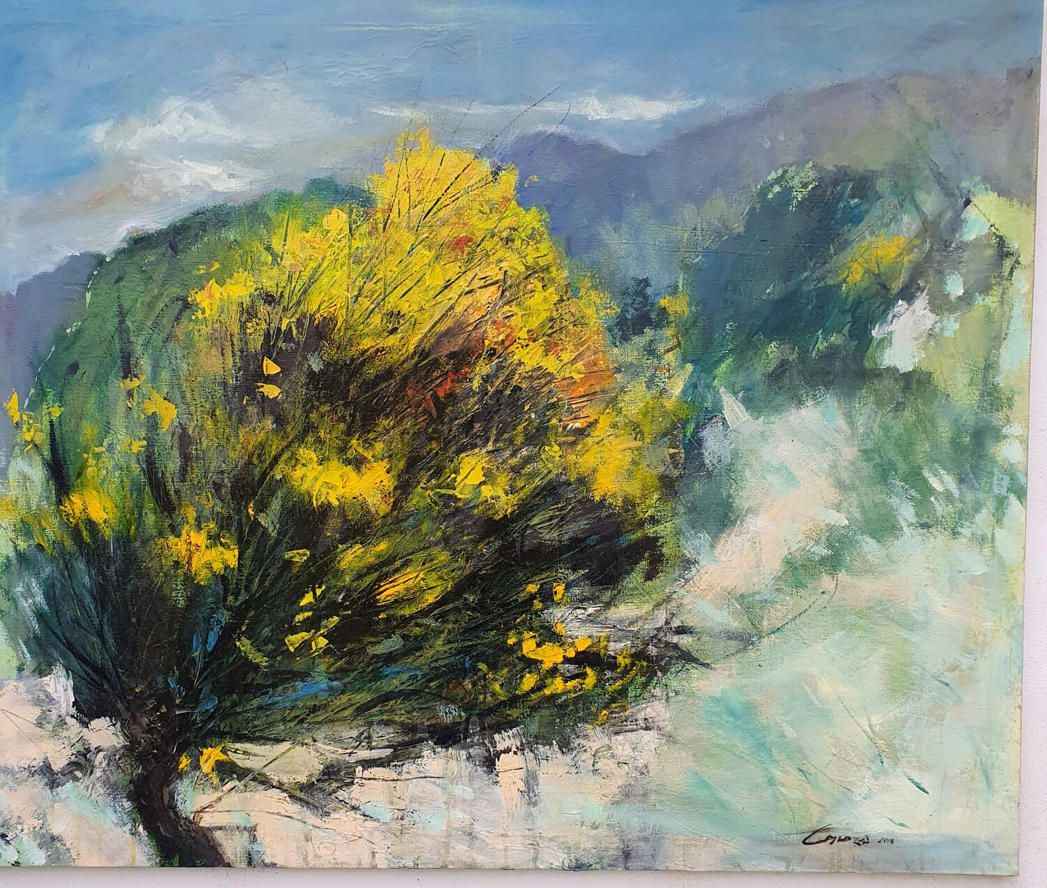 "Ginestra nel paesaggio" Piero Carozzi Original painting for sale